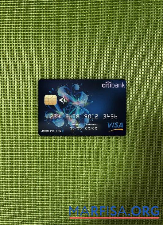 Blank Côte d'Ivoire Citi bank visa card photolook front download for verification